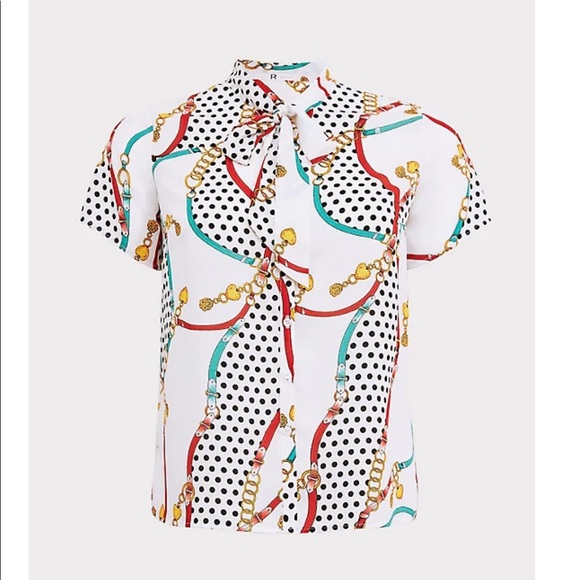 NWT Ivory chain tie-neck top - Picture 4 of 7